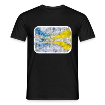 USA Aquarellskizze Handgezeichnete Illustration - Männer T-Shirt - Schwarz - Vorne - AI Model Male 178 light (178cm)