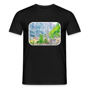Europa Aquarellskizze Handgezeichnete Illustration - Männer T-Shirt - Schwarz - Vorne - AI Model Male 178 light (178cm)