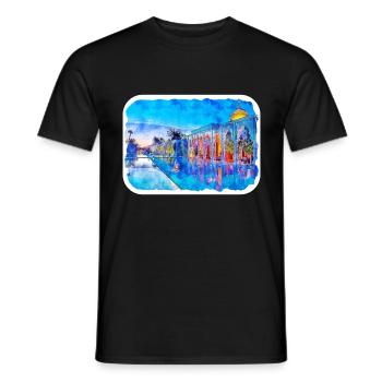Marrakech Morrocco Watercolor Sketch Draw Drawing - Men's T-Shirt - black - Front - AI Model Male 178 light (178cm)