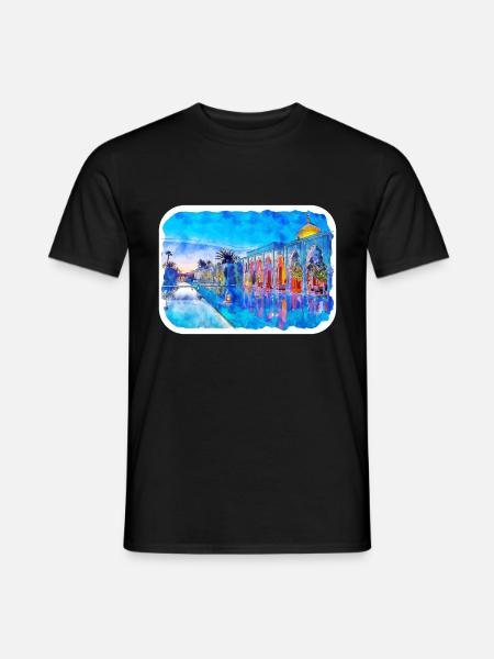 Marrakech Morrocco Aquarelle Esquisse Dessin Dessin - T-shirt homme - noir
