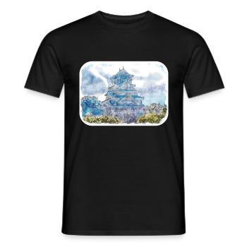 Japan Aquarellskizze Handgezeichnete Illustration - Männer T-Shirt - Schwarz - Vorne - AI Model Male 178 light (178cm)