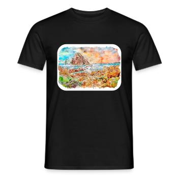 Australie Aquarelle Esquisse Dessinée à la Main Peinture - T-shirt homme - noir - Devant - AI Model Male 178 light (178cm)