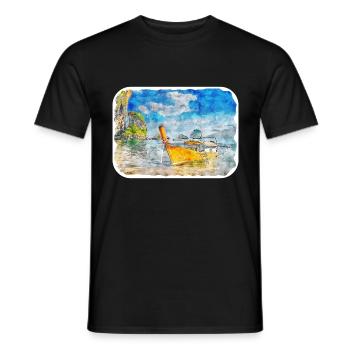 Thailand Aquarell Skizze Handgezeichnete Illustration - Männer T-Shirt - Schwarz - Vorne - AI Model Male 178 light (178cm)