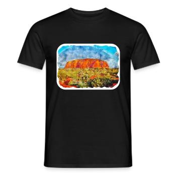 Australie Aquarelle Esquisse Dessinée à la Main Peinture - T-shirt homme - noir - Devant - AI Model Male 178 light (178cm)