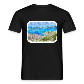 Kroatien Aquarellskizze Handgezeichnete Illustration - Männer T-Shirt - Schwarz - Vorne - AI Model Male 178 light (178cm)