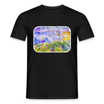 Spain Watercolor Sketch Hand Drawn Illustration - Men's T-Shirt - black - Front - AI Model Male 178 light (178cm)