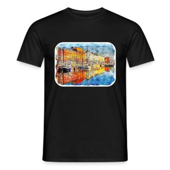 Helsinki Finnland Aquarell Skizze Illustration - Männer T-Shirt - Schwarz - Vorne - AI Model Male 178 light (178cm)
