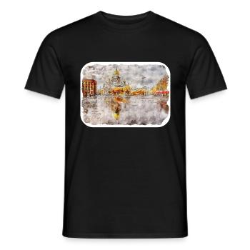 St Petersburg Russia Watercolor Sketch Drawn Illus - Men's T-Shirt - black - Front - AI Model Male 178 light (178cm)