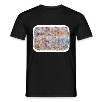 Rom Italien Aquarellskizze Gezeichnete Illustration - Männer T-Shirt - Schwarz - Vorne - AI Model Male 178 light (178cm)