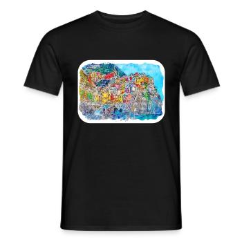 Italy Watercolor Sketch Hand Drawn Illustration - Men's T-Shirt - black - Front - AI Model Male 178 light (178cm)