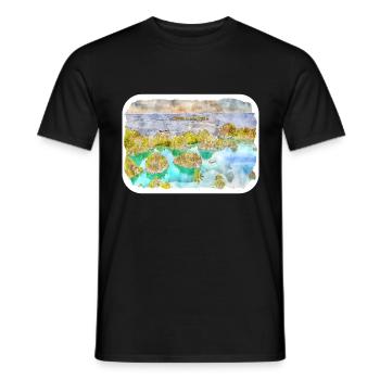 Indonesia Watercolor Sketch Hand Drawn Painting - Men's T-Shirt - black - Front - AI Model Male 178 light (178cm)