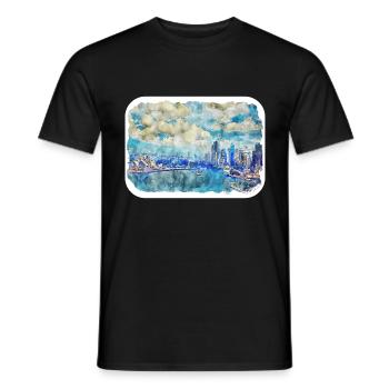 Sydney Australie Aquarelle Esquisse Dessinée Illustrat - T-shirt homme - noir - Devant - AI Model Male 178 light (178cm)