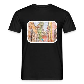 San Miguel De Allende Mexique Aquarelle Esquisse Dra - T-shirt homme - noir - Devant - AI Model Male 178 light (178cm)
