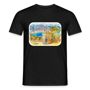 Cartagena Kolumbien Aquarell Skizze Gezeichnet Illustr - Männer T-Shirt - Schwarz - Vorne - AI Model Male 178 light (178cm)