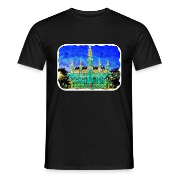 Autriche Aquarelle Esquisse Dessinée à la main Illustration - T-shirt homme - noir - Devant - AI Model Male 178 light (178cm)