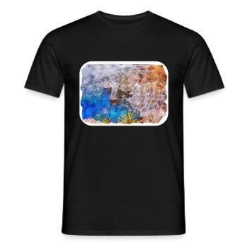 Malta Landmark Watercolor Sketch Paint Illustratio - Men's T-Shirt - black - Front - AI Model Male 178 light (178cm)