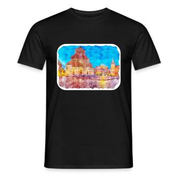 Bologna Italy Watercolor Sketch Drawn Illustration - Men's T-Shirt - black - Front - AI Model Male 178 light (178cm)