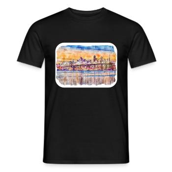 San Francisco Usa Watercolor Sketch Painting - Men's T-Shirt - black - Front - AI Model Male 178 light (178cm)