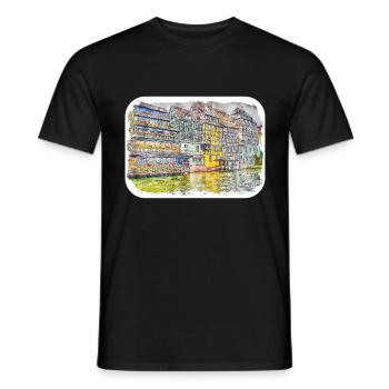 Europa Aquarellskizze Handgezeichnete Illustration - Männer T-Shirt - Schwarz - Vorne - AI Model Male 178 light (178cm)