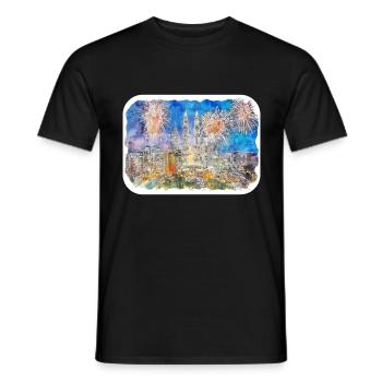 Malaisie Aquarelle Esquisse Dessinée à la Main Illustration - T-shirt homme - noir - Devant - AI Model Male 178 light (178cm)