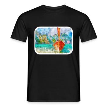 Nature Aquarelle Esquisse Illustration Illustration - T-shirt homme - noir - Devant - AI Model Male 178 light (178cm)