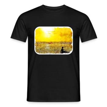 Indonésie Aquarelle Esquisse Dessinée à la Main Peinture - T-shirt homme - noir - Devant - AI Model Male 178 light (178cm)