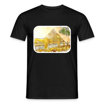 Cairo Egypt Watercolor Sketch Drawn Illustration - Men's T-Shirt - black - Front - AI Model Male 178 light (178cm)