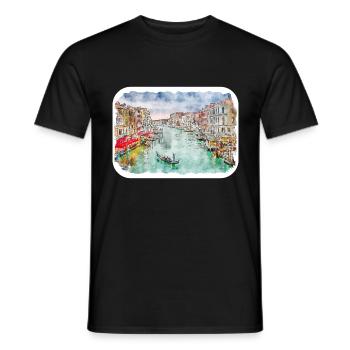 Italy Watercolor Sketch Hand Drawn Illustration - Men's T-Shirt - black - Front - AI Model Male 178 light (178cm)