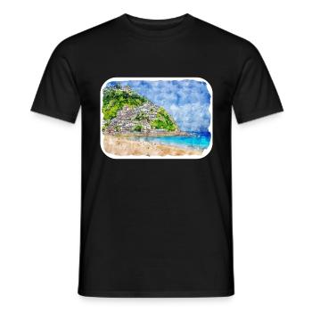 San Sebastian Croatia Watercolor Sketch Drawn Illu - Men's T-Shirt - black - Front - AI Model Male 178 light (178cm)