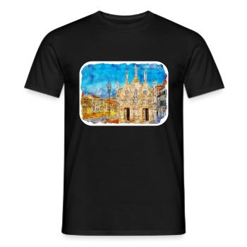 Italy Watercolor Sketch Hand Drawn Illustration - Men's T-Shirt - black - Front - AI Model Male 178 light (178cm)