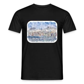 Dinde Aquarelle Esquisse Dessinée à la main Illustration - T-shirt homme - noir - Devant - AI Model Male 178 light (178cm)