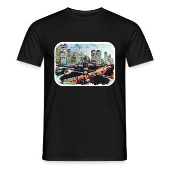 Los Angeles USA Aquarelle Sketch Illustration - T-shirt homme - noir - Devant - AI Model Male 178 light (178cm)
