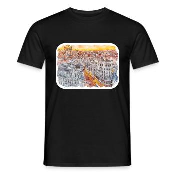Spain Watercolor Sketch Hand Drawn Illustration - Men's T-Shirt - black - Front - AI Model Male 178 light (178cm)