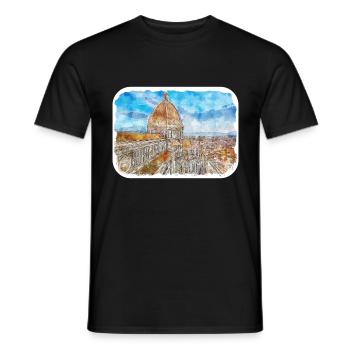 Florence Italie Aquarelle Esquisse Peinture Dessinée - T-shirt homme - noir - Devant - AI Model Male 178 light (178cm)