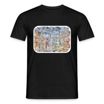 Allemagne Aquarelle Esquisse Dessinée à la main Illustration - T-shirt homme - noir - Devant - AI Model Male 178 light (178cm)