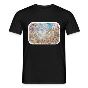 Barcelona Spanien Aquarellskizze Gezeichnete Zeichnung - Männer T-Shirt - Schwarz - Vorne - AI Model Male 178 light (178cm)