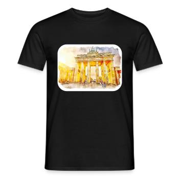 Berlin Allemagne Aquarelle Esquisse Dessinée Peinture - T-shirt homme - noir - Devant - AI Model Male 178 light (178cm)
