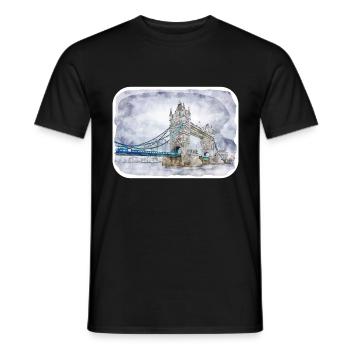Uk Wahrzeichen Aquarell Skizze Gemälde Illustratio - Männer T-Shirt - Schwarz - Vorne - AI Model Male 178 light (178cm)