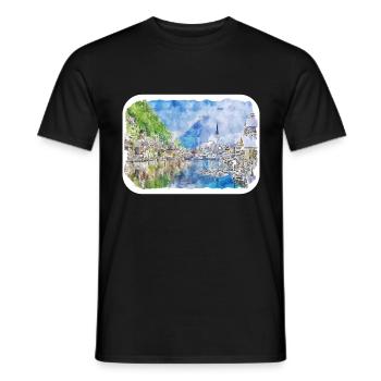 Autriche Aquarelle Esquisse Dessinée à la main Illustration - T-shirt homme - noir - Devant - AI Model Male 178 light (178cm)