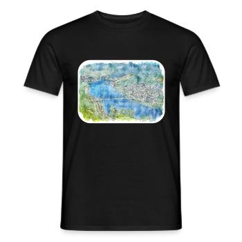 Europa Aquarellskizze Handgezeichnete Illustration - Männer T-Shirt - Schwarz - Vorne - AI Model Male 178 light (178cm)