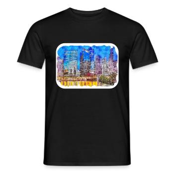 Chicago USA Aquarell Skizze gezeichnete Illustration - Männer T-Shirt - Schwarz - Vorne - AI Model Male 178 light (178cm)