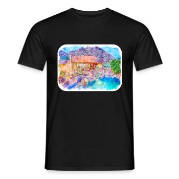 Europa Aquarellskizze Handgezeichnete Illustration - Männer T-Shirt - Schwarz - Vorne - AI Model Male 178 light (178cm)