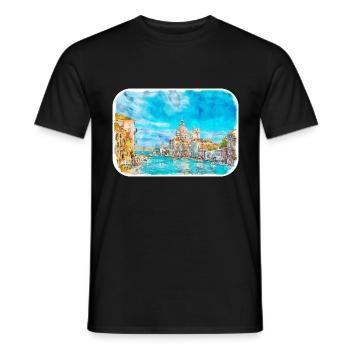 Italy Watercolor Sketch Hand Drawn Illustration - Men's T-Shirt - black - Front - AI Model Male 178 light (178cm)