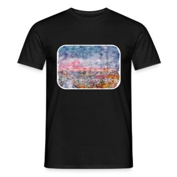 Berlin Allemagne Aquarelle Esquisse Dessinée Peinture - T-shirt homme - noir - Devant - AI Model Male 178 light (178cm)