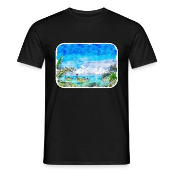 Thailand Aquarell Skizze Handgezeichnete Illustration - Männer T-Shirt - Schwarz - Vorne - AI Model Male 178 light (178cm)