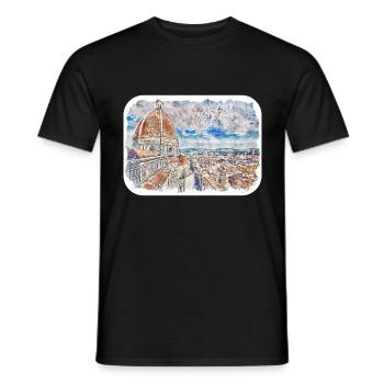 Florence Italie Aquarelle Esquisse Peinture Dessinée - T-shirt homme - noir - Devant - AI Model Male 178 light (178cm)