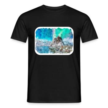 Norvège Aquarelle Esquisse Dessinée à la main Illustration - T-shirt homme - noir - Devant - AI Model Male 178 light (178cm)
