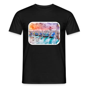 Italy Watercolor Sketch Hand Drawn Illustration - Men's T-Shirt - black - Front - AI Model Male 178 light (178cm)