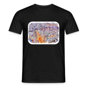 Busan South Korea Watercolor Sketch Illustration - Men's T-Shirt - black - Front - AI Model Male 178 light (178cm)