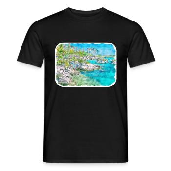 Mexique Aquarelle Esquisse Dessinée à la main Illustration - T-shirt homme - noir - Devant - AI Model Male 178 light (178cm)